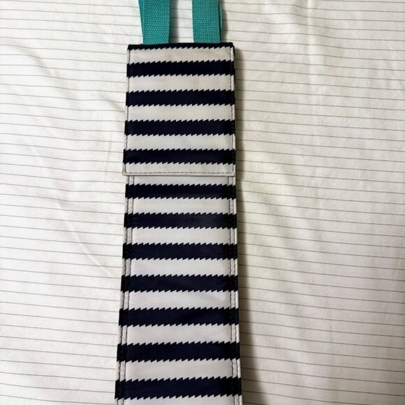 Thirty One Perfect Bottle Wine Thermal Tote Navy Wave - Picture 1 of 3